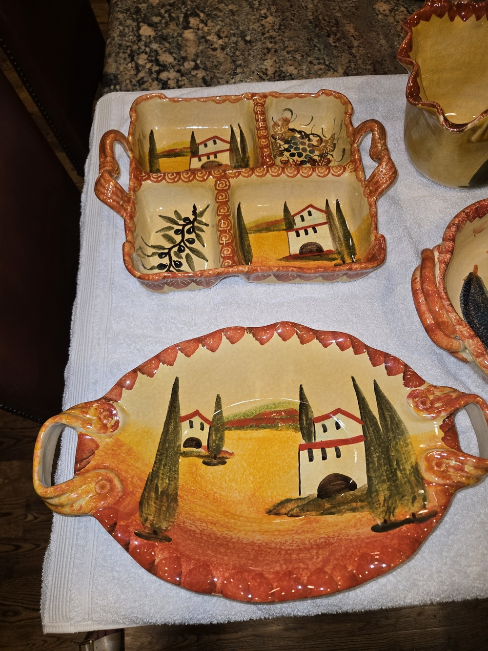 Vintage Italica ARS Italy Tuscan Village Pottery Serving Set 9pc -  NWOT